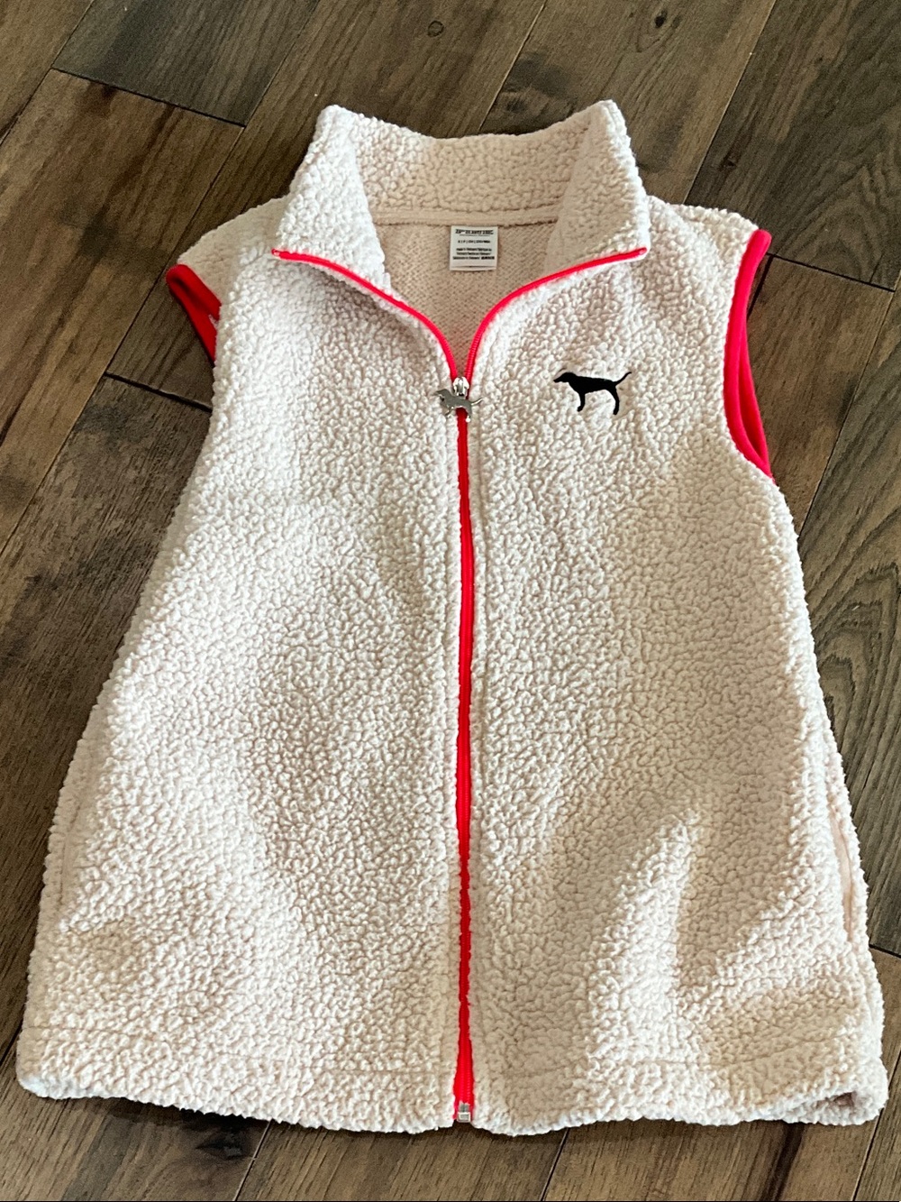 PINK Victoria's Secret White Sherpa Vest with Pink Trim